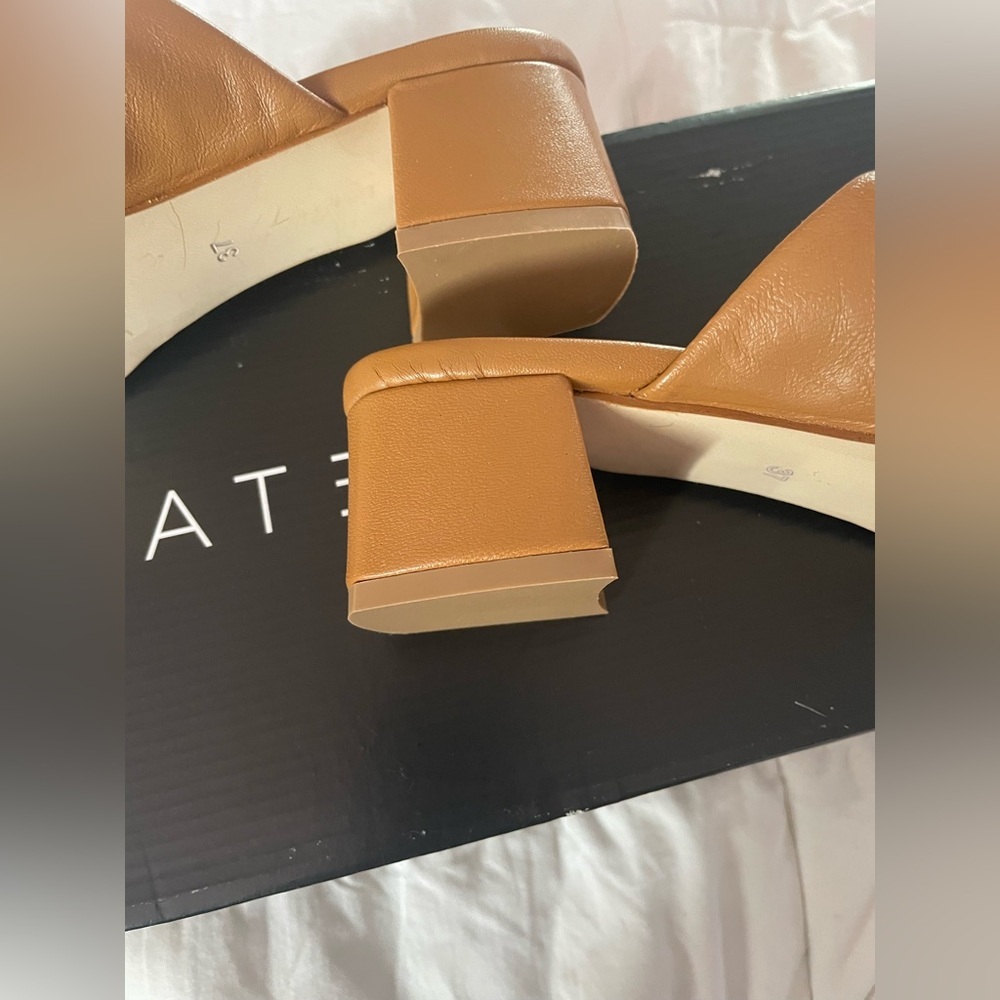 Ateliers Doria Tan Leather 2” Block Heel Sandals - Picture 6 of 11